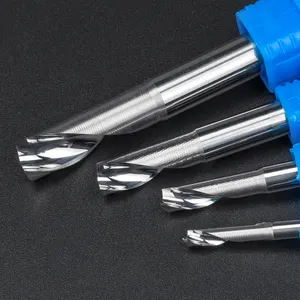 HUHAO 3.175mm batang aluminium milling cutter satu flute untuk penggilingan aluminium alloy CNC router cutter bit