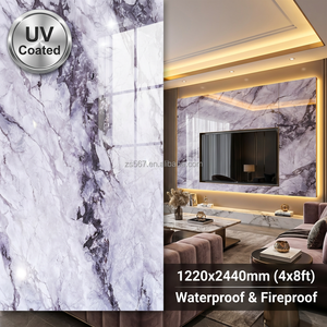 Pannello <span class=keywords><strong>in</strong></span> PVC Effetto Marmo Lucido con Rivestimento UV 1220x2440mm per Decorazione Pareti Interne - Pannello Murale Ignifugo B1 e Impermeabile - Product Image 6