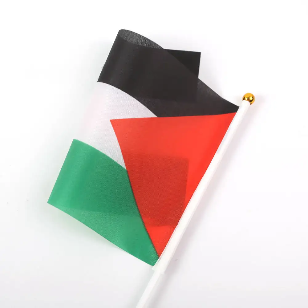 Promocional Personalizado De Alta Qualidade Palestina Bandeiras 14x21cm Hand Held Bandeira Nacional Palestina Bandeira Com Vara De Plástico