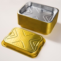 Große PP-Deckel Einweg-Aluminiumfolie Goldene Zinnfolie Mikrowellengeeignete Lebensmittelbehälter Truthahn-Schalen Bratpfannen Dampfgarer Catering