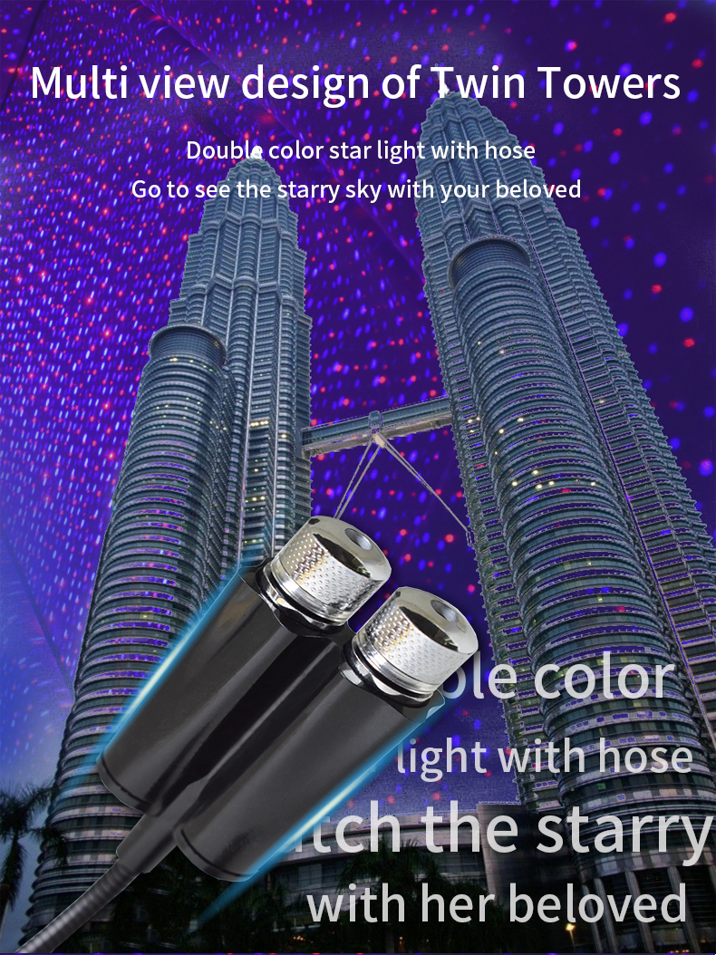 Car USB Led Starry Sky Projector Lamp Accessories Interior Decorative Car Roof Top Ceiling Star Light