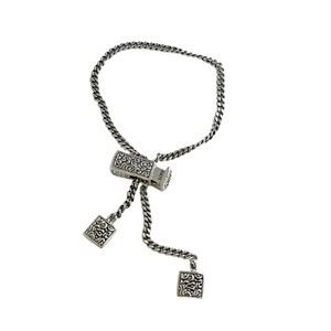 S925 Pure Silver Chinese Style Engraved <b>Bracelet</b> For Women <b>Adjustable</b> Tank Chain Jewelry Everyday Wear - Product Image 5