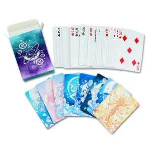 批发供应商销售单面打印扑克牌54张卡片，包括2张小丑62.5 * 87.5毫米尺寸打印纸扑克牌