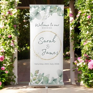 Bannière publicitaire de mariage X, impression de bienvenue, présentoir enroulable, affiche publicitaire personnalisée pour hôtel et entreprise, support <span class=keywords><strong>photo</strong></span> de mariage design - Product Image 3
