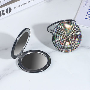 Zakspiegel met make-up, op maat gemaakte mini bling kristallen glanzende draagbare spiegel, dubbelzijdig opvouwbaar, klein hulpmiddel voor meisjescadeaus - Product Image 6