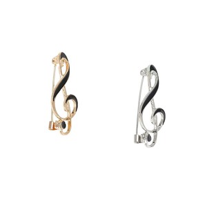 Broche de Lujo con Perlas y Nota Musical Tridimensional, Chapado en Oro, para Mujer - Product Image 2