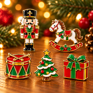 Badges métalliques personnalisés avec logo, épingles à revers en émail souple ou dur, design 3D, épingles en émail de Noël en cuivre antique - Product Image 5