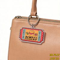 Porte-clés en acrylique « Toujours affamé » – Accessoire rétro amusant pour clés, sacs, sacs à dos – Idéal pour les gourmands et les amateurs de collations