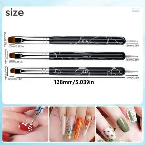 Varilla ondulada de doble uso transfronteriza, cepillo de <span class=keywords><strong>uñas</strong></span> de Gel semiredondo francés de doble cabeza, <span class=keywords><strong>pluma</strong></span> moldeadora de agujas de puntos, <span class=keywords><strong>uñas</strong></span> artificiales - Product Image 4