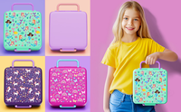 Boîte à lunch pour enfants arc-en-ciel rose, compartiment portable, bento avec pot à soupe thermique pour des repas chauds et frais