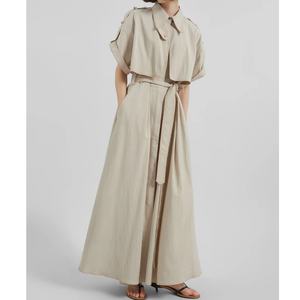 Robe maxi décontractée et modeste pour femmes, taille plus, avec manches courtes, motif uni, robe chemise, vêtements confortables pour femmes - Product Image 1