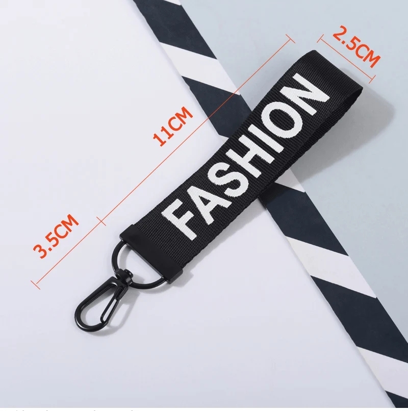 Fashionable Key Lanyard 2.5cm Wide Webbing Cloth Key Rope Black Pink Man Woman Anti-lost Key Chain for Car Key ID Card Phone Image 4