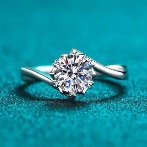 Sneeuwvlokken Vorm Trouwringen Voor Vrouwen Eenvoudige Moissanite Diamanten 925 Zilveren Mode Sieraden Ringen Groothandel En Verkoopt