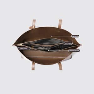 กระเป๋าโท้ทหนังวัวแท้คุณภาพพรีเมียมขนาดใหญ่แบบใหม่สั่งทำขายส่ง กระเป๋าถือสำหรับผู้หญิง ดีไซน์หรูหรา เหมาะสำหรับงานทางการ สำนักงาน หรือใช้ในชีวิตประจำวัน พร้อมซิปปิด - Product Image 5