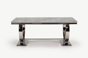 Muebles de comedor modernos Mesa de comedor rectangular Mesa de restaurante de acero inoxidable plateado - Product Image 4
