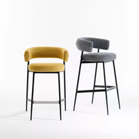 Tabouret de bar fixe de style nordique en tissu écologique méditerranéen, vente chaude, cadre en métal, hauteur comptoir, orange, salon, chambre à coucher