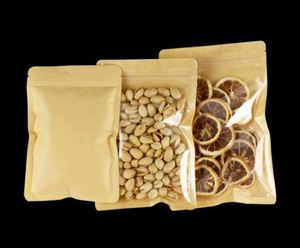 Sacs étanches avec fenêtre pour fermeture éclair refermable, sacs d'emballage alimentaire en papier kraft avec votre propre logo, 10x15cm, pack promotionnel - Product Image 3