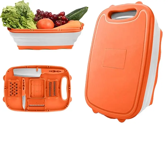 NPOT Maisons रसोई सामान Foldable 9-में-1 Multifunctional काट काटने बोर्ड जाल बैग के साथ सब्जी आलू पुलिस का सिपाही पीसी