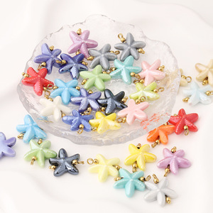 Colgante de Estrella de Mar de Cerámica en Colores Variados, Dije de Acero Inoxidable para Manualidades y Accesorios de Bricolaje, Verano 2025 - Product Image 1