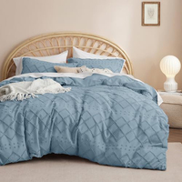 Parure de lit d'hôtel 3 pièces en microfibre 100 % coton, coupe américaine, qualité supérieure, 100 fils/cm², anti-boulochage, style classique, personnalisable
