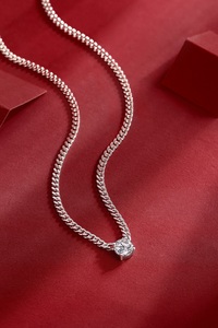 Catena in Argento Stile Cubano di Tendenza <span class=keywords><strong>con</strong></span> Moissanite Brillante <span class=keywords><strong>Solitario</strong></span>, Stile Lussuoso per Regali di Matrimonio e Feste - Product Image 4