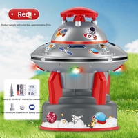 Activités de plein air pour enfants 360 °   Toupie spatiale volante rotative et lumineuse, alimentée au pied, avec fonction d'arrosage et de jeu aquatique