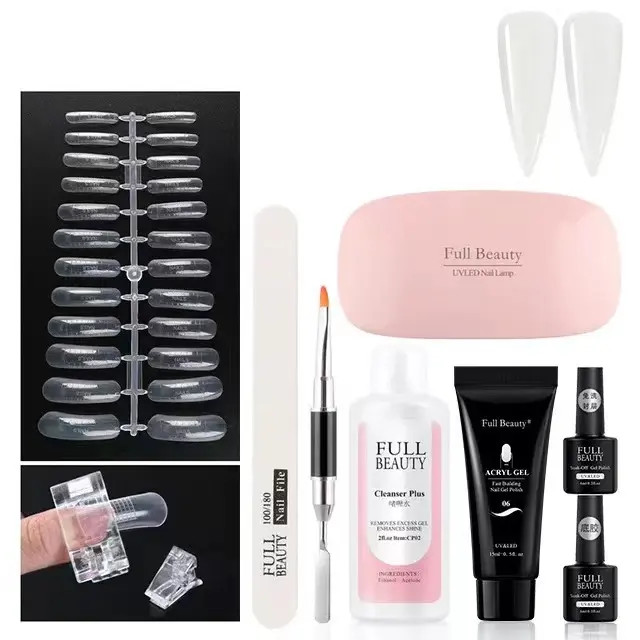 Poly Extension Gel Nail Kit - 6 Colors with 48W Nail Light Nail for Beginner Starter Kit DIY at Home