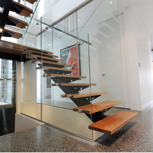 <span class=keywords><strong>Escalera</strong></span> Interior de Madera Maciza con <span class=keywords><strong>Viga</strong></span> <span class=keywords><strong>Central</strong></span> de Acero al Carbono, Estilo Moderno y Recto - Product Image 2