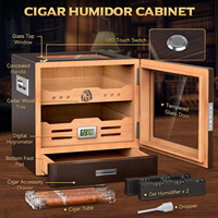 Boîte à cigares en bois sur mesure avec hygromètre numérique, 15 x 15, 2 humidificateurs, boîte à cigares en bois haut de gamme sur mesure