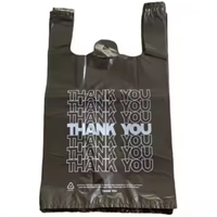 Sacs en plastique HDPE noirs type T-shirt avec message 'Merci' pour le commerce de détail, les supermarchés et les courses