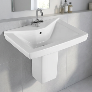 European <b>Wall</b> Mount Ceramic Wash Basin Half Pedestal Lavabo Sink And Stand For Bathroom Home Kitchen Use - Product Image 4