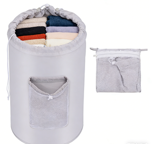 Sac à linge pour sac à dos avec bretelles et poche en filet, sac à linge en <span class=keywords><strong>nylon</strong></span> durable avec fermeture à cordon pour le collège - Product Image 3