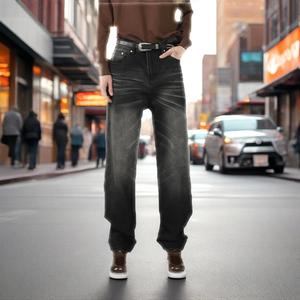 กางเกงยีนส์ผ้าฝ้าย100% 12ออนซ์สำหรับผู้ชายกางเกงยีนส์ทรงหลวมสีฟ้าอ่อนดีไซน์ใหม่ - Product Image 1