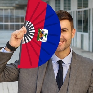 Abanicos Plegables de Bambú con la Bandera de Haití al por Mayor, Abanico de Mano para Carnaval, Boda, Festival, Fiesta, Agencia de Viajes - Product Image 3