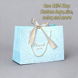 Bolsa de Papel Azul para Joyería, Compras, Ropa y Regalos, con Asa, Diseño de Logotipo Personalizado, de Lujo, para Promoción, Venta al Por Mayor - Product Image 4