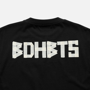 T-shirt en coton noir coupe classique pour sans-abri, imprimé typographique oversize, style décontracté urbain streetwear - Product Image 4