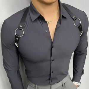 Cinture da uomo con imbracatura in pelle regolabile Gothic Punk Sexy Bondage bretelle in metallo spalline in stile gotico Punk - Product Image 6