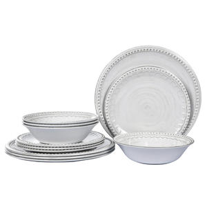 Ensemble de <span class=keywords><strong>vaisselle</strong></span> de table, assiettes de cuisine, <span class=keywords><strong>vaisselle</strong></span> en mélamine perlée, <span class=keywords><strong>vaisselle</strong></span> de luxe blanche en relief - Product Image 5