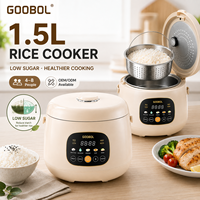 Cuisinière à riz électrique intelligente 1,5 L avec écran LCD, 4 modes de cuisson, maintien au chaud automatique, cuve intérieure en acier inoxydable, certifiée CE GS ETL