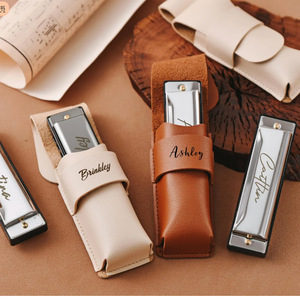 Cross-border similar PU leather harmonica case, portable single harmonica bag, laser engraved harmonica case - Product Image 1