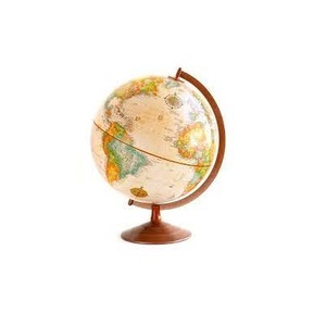 Globo Terráqueo de Diseño Antiguo de Fabricación OEM para Aulas, Bibliotecas y Oficinas, con Soporte de Aluminio y Base de Madera - Product Image 1