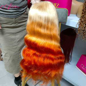 Nouvelle Collection Personnalisée Automne Perruque Frontale Cheveux Brésiliens Jaune Orange Body Wave 13x4 13x6 Perruques Lace Front Cheveux Humains pour Femmes - Product Image 1