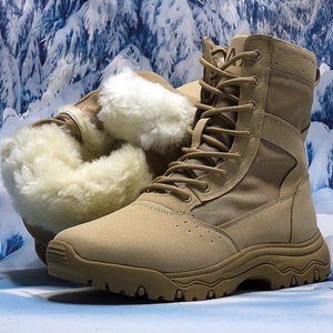 Botas de Nieve Unisex con Forro Polar, de Caña Alta, para Senderismo, Invierno, Tácticas, para Exteriores, Desierto, Cálidas, con Tacón Medio, Color Marrón y Negro Sólido - Product Image 2