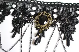 Koningin Gem Black Lace Choker Ketting Alle-Match Set Punk Accessoires Ketting Sieraden Voor Vrouwen