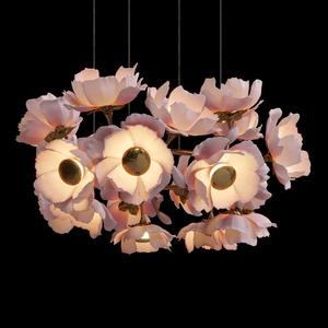 Lustre moderne personnalisé de style Zhongshan, motif floral pivoine, branches en céramique et cuivre, pour salon et <span class=keywords><strong>hôtel</strong></span> - Product Image 3