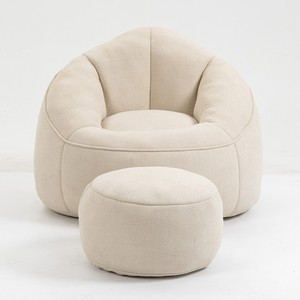 Fauteuil pouf rembourré en mousse haute densité, design moderne, pour salon et bureau à domicile, avec repose-pieds - Product Image 2