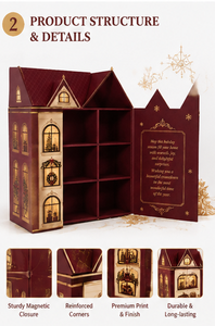 Christmas <b>Gift</b> House <b>Box</b> with Multi Compartments Festive Window Design Custom Packaging for Holiday <b>Gifts</b> and Corporate <b>Presents</b> - Product Image 3