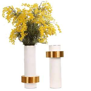 <span class=keywords><strong>Vaso</strong></span> nordico di lusso in porcellana di porcellana in ceramica con accessori per la casa di arte bianca con metallo dorato - Product Image 2