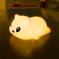 Lampe d'ambiance chat Kawaii, lampe animale mignonne, alimentée par USB, rechargeable, décoration de chambre, lampe LED en silicone pour bébé, enfant, crèche