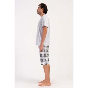 Conjunto Deportivo para Hombre CEPLI, Cuello Redondo, Manga Corta, Pantalones Capri - Gris Melange - Gris Melange - Product Image 3